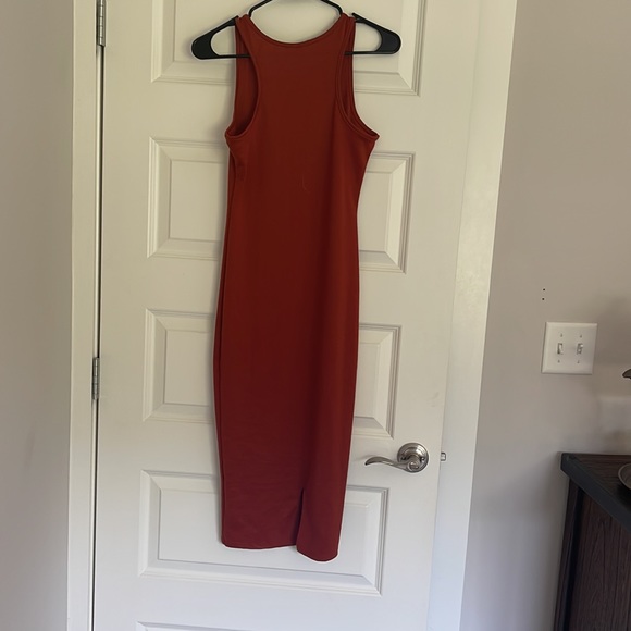 Burnt Orange body hugging racer back dress - Picture 2 of 4